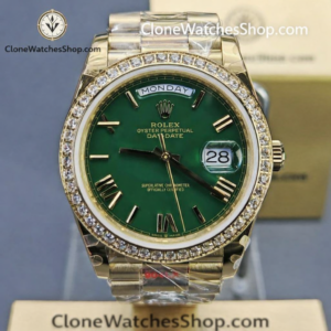 Rolex Super Clone Watches 1:1 Day Date Green Dial M228398tbr-0040 40mm 3255 Movement