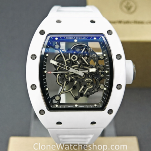 Richard Mille Super Clone Watches 1:1 RM 055 Ceramics Tourbillon White Strap