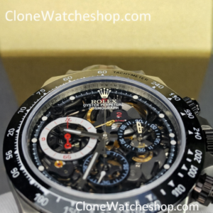Modified Super Clone Watches 1:1 Sonic Rolex Daytona Black Skeleton Dial 4130