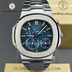 Patek Philippe Super Clone Watches 1:1 Nautilus Moon Phase 5712 Blue Dial New Clasp