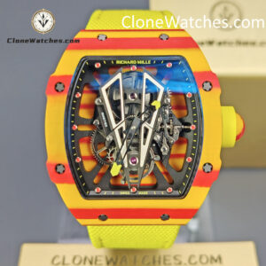 Richard Mille Super Clone Watches 1:1 RM 027 – 03 Tourbillon Rafael Nadal Yellow Strap