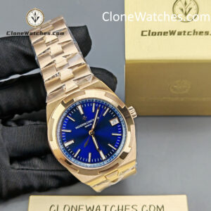 Vacheron Constantin Super Clone Watches 1:1 Overseas Rose Gold 4500V/210R-B705 Blue Dial