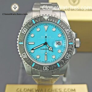 Rolex Super Clone Watches 1:1 DIW Aquamarine Tiffany Blue Dial Submariner Carbon Bezel 3135 Movement