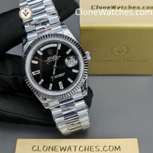 Rolex Super Clone Watches 1:1 Day Date Black Diamond Dial 40mm m228236-0004 3255 Movement