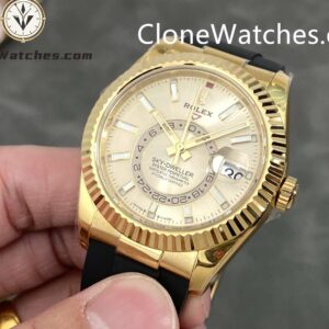 This super perfect Rolex Super Clone Watches is fully functional with 18k white gold plated on a 904L stainless steel case, solid case back with Rolex markings and engravings, white dial with center subdial for world time function.